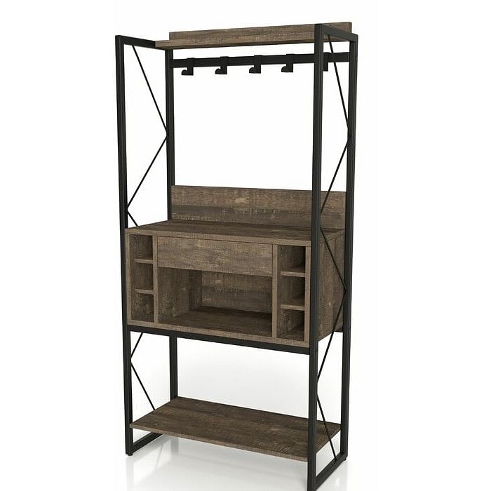 Farmhouse Oak Iron Baker's Wine Storage Rack - Free Shipping