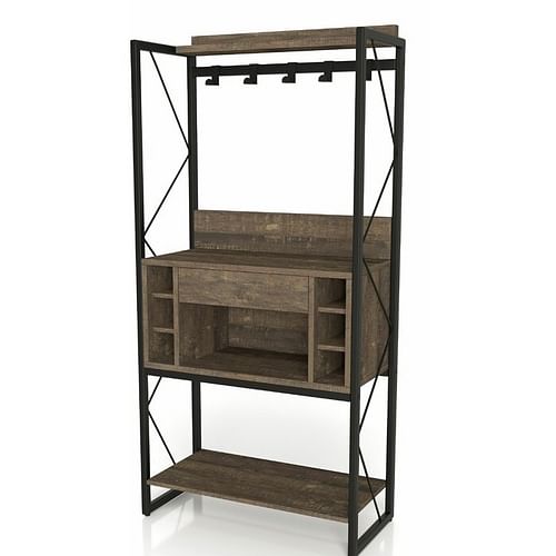 Farmhouse Oak Iron Baker's Wine Storage Rack - Free Shipping 