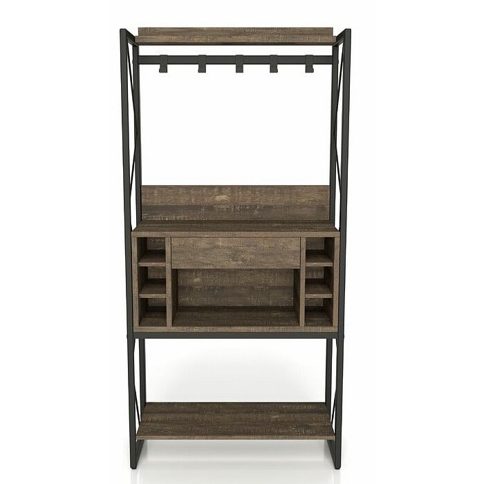 Farmhouse Oak Iron Baker's Wine Storage Rack - Free Shipping 