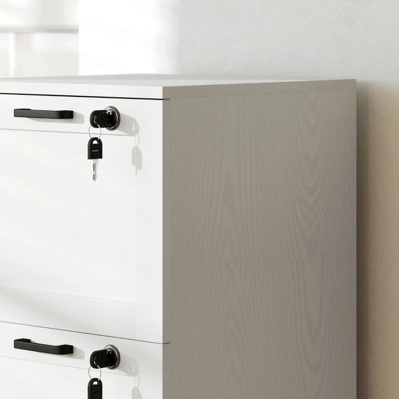 Vertical Filing Cabinet with 3 Drawers, Lock, File Cabinet for Home Office, A4 and Letter Size Files, White
