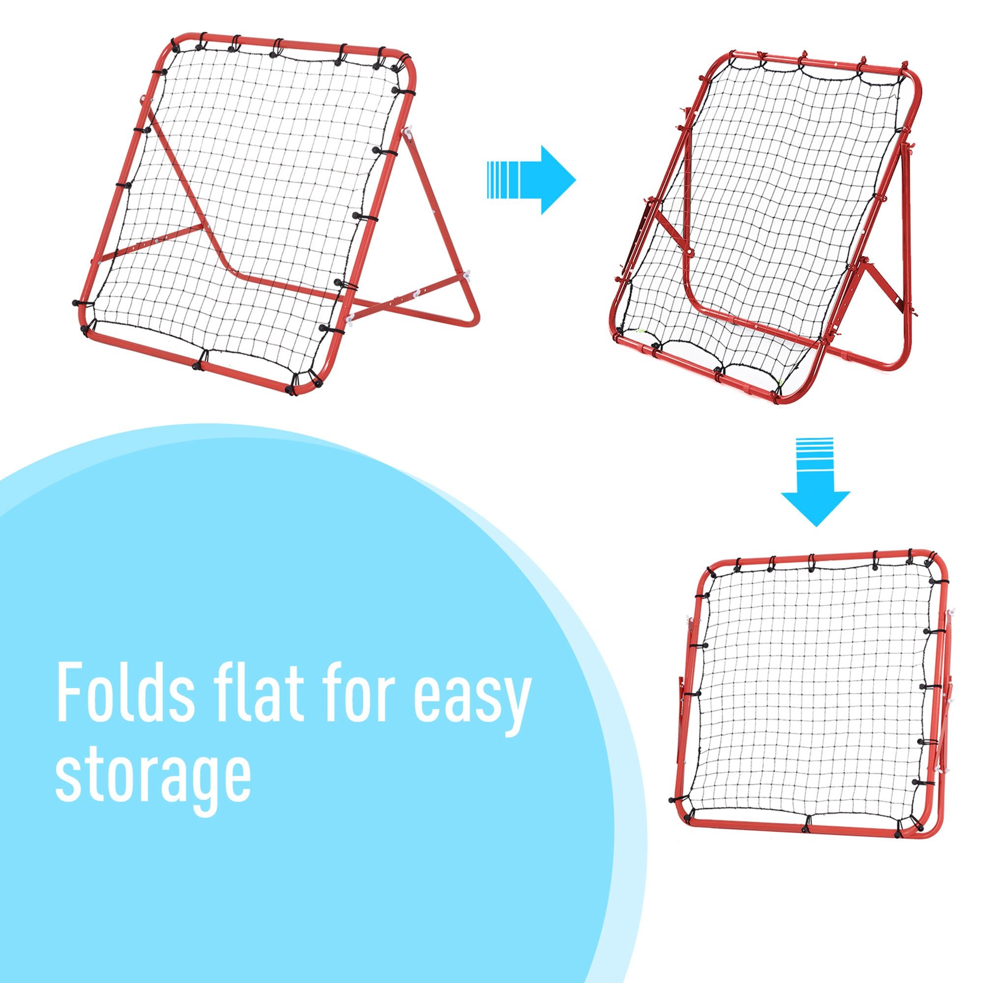 HOMCOM Kids Football Rebounder Net Training Soccer Kickback Target Goal Adjustable Red for Outdoor Play 