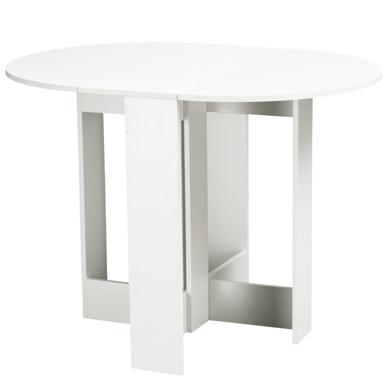Folding Dining Table, 41" Drop Leaf Table for Small Spaces, Oval Foldable Table for Kitchen, Dining Room, White