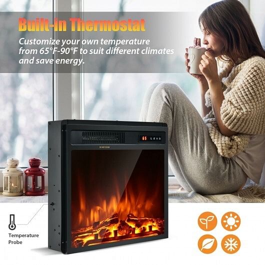 18 Inch 1500W Electric Fireplace Freestanding and Recessed Heater - Free Shipping 