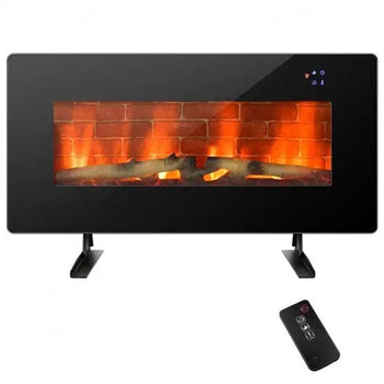 36 Inch Electric Wall Mounted Freestanding Fireplace â€“ Black, with Remote ControlÂ 