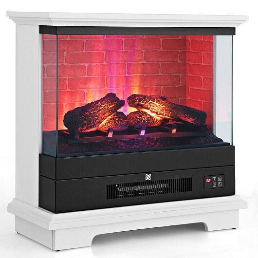 27 Inch Freestanding Electric Fireplace with 3-Level Vivid Flame Thermostat-Natural - Free Shipping 