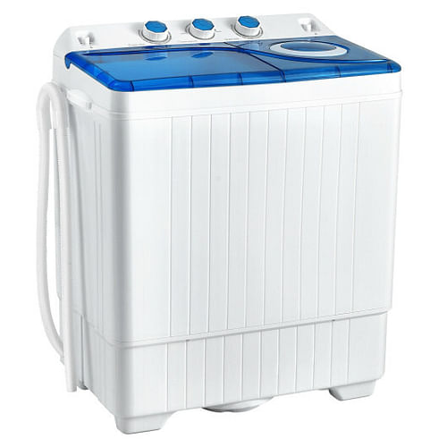 26lbs Portable Semi-Automatic Twin Tub Washing Machine with Drain Pump-Blue - Free Shipping