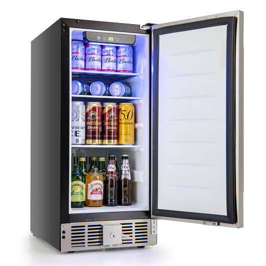 Compact Refrigerator with Adjustable Thermostat and Stainless Steel Door-Silver - Free Shipping 