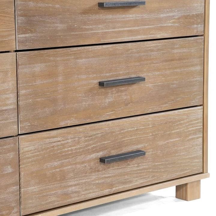 Modern Farmhouse Solid Wood 6 Drawer Double Dresser in Rustic Pine Finish - Free Shipping 