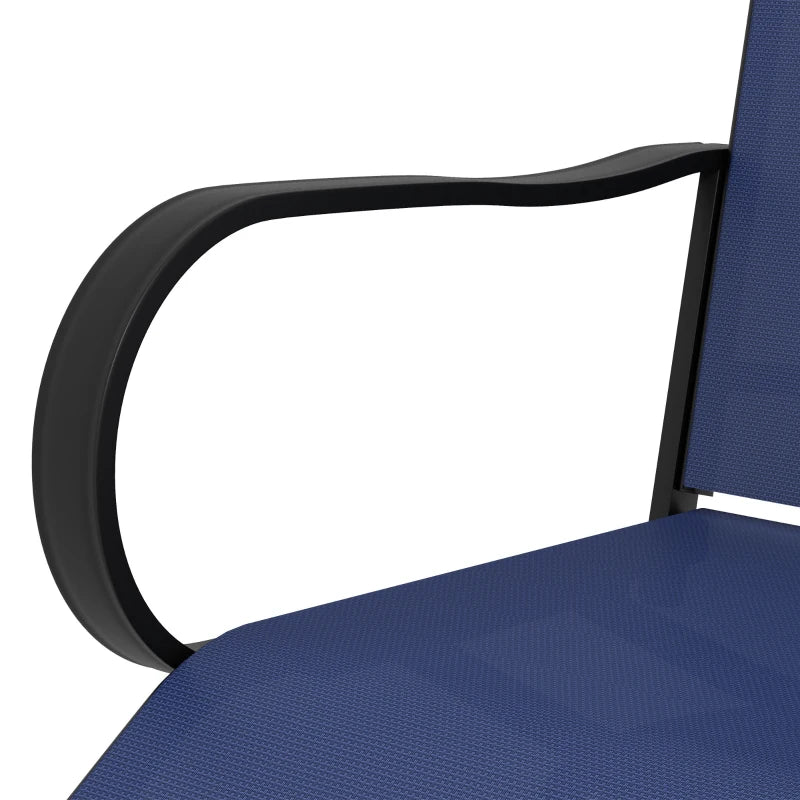 Outdoor Bar Stools Set of 2, 360° Swivel Bar Height Chairs, 26.8" x 29.5" x 48.4", Navy Blue