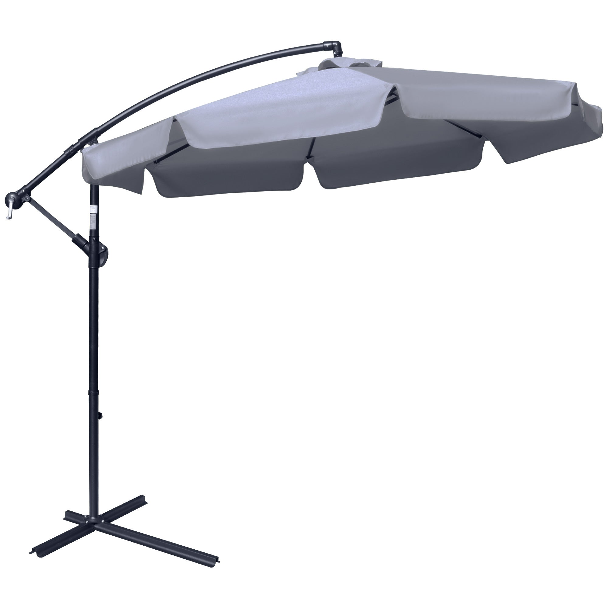 Outsunny 9FT Offset Cantilever Patio Umbrella: Dark Grey Easy Tilt Cross Base 8 Ribs UV Protection Outdoor Sun Shade 