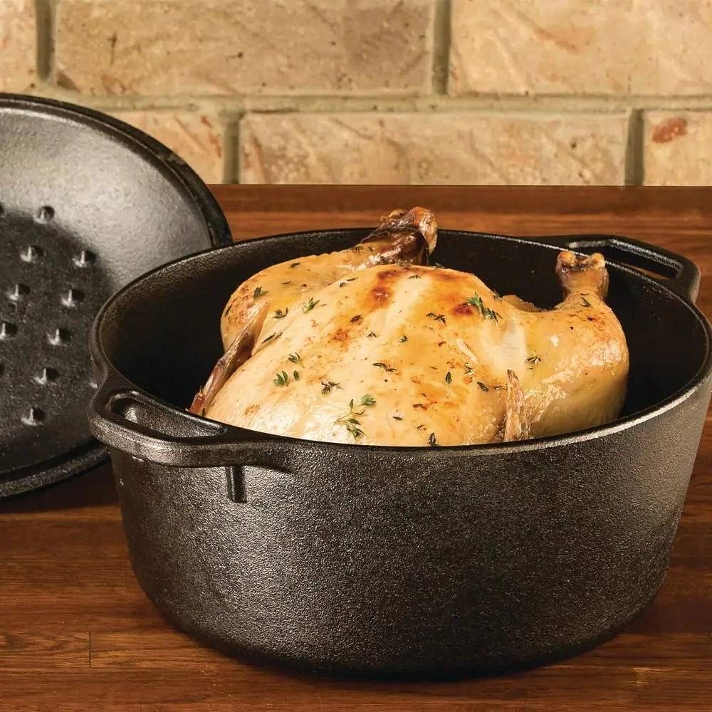 5-Quart Black Cast Iron Dutch Oven with Lid for Oven Stove Grill or Campfire - Free Shipping 