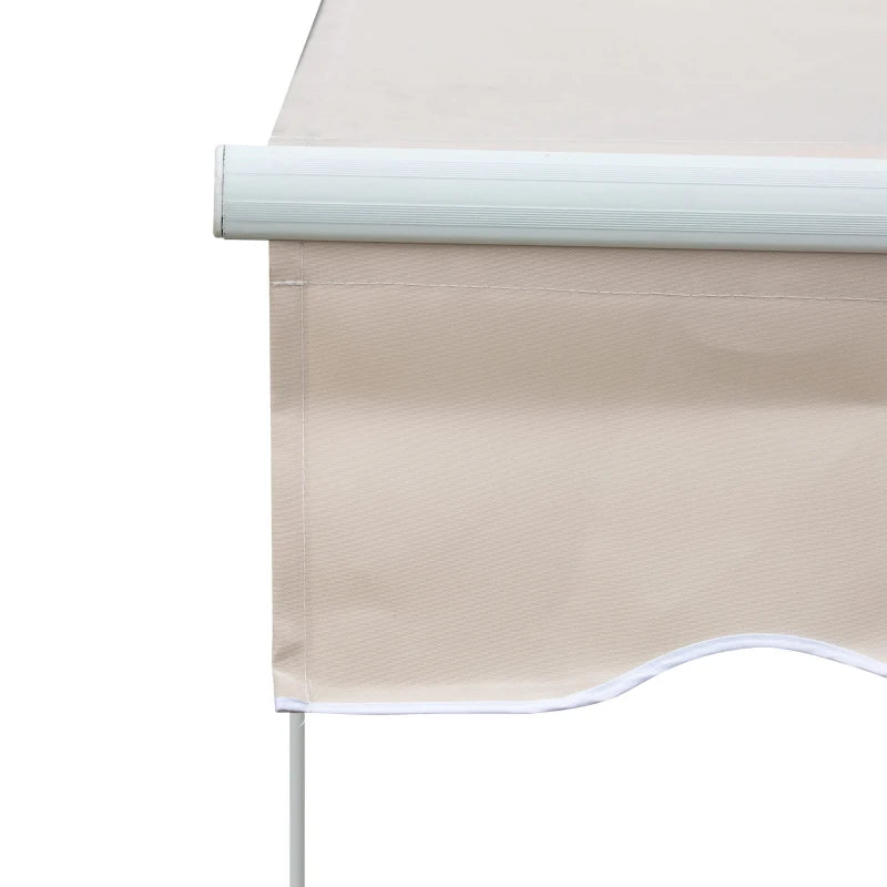 8'x7' Patio Awning Manual Retractable Sun Shade Outdoor Deck Canopy Shelter, Beige