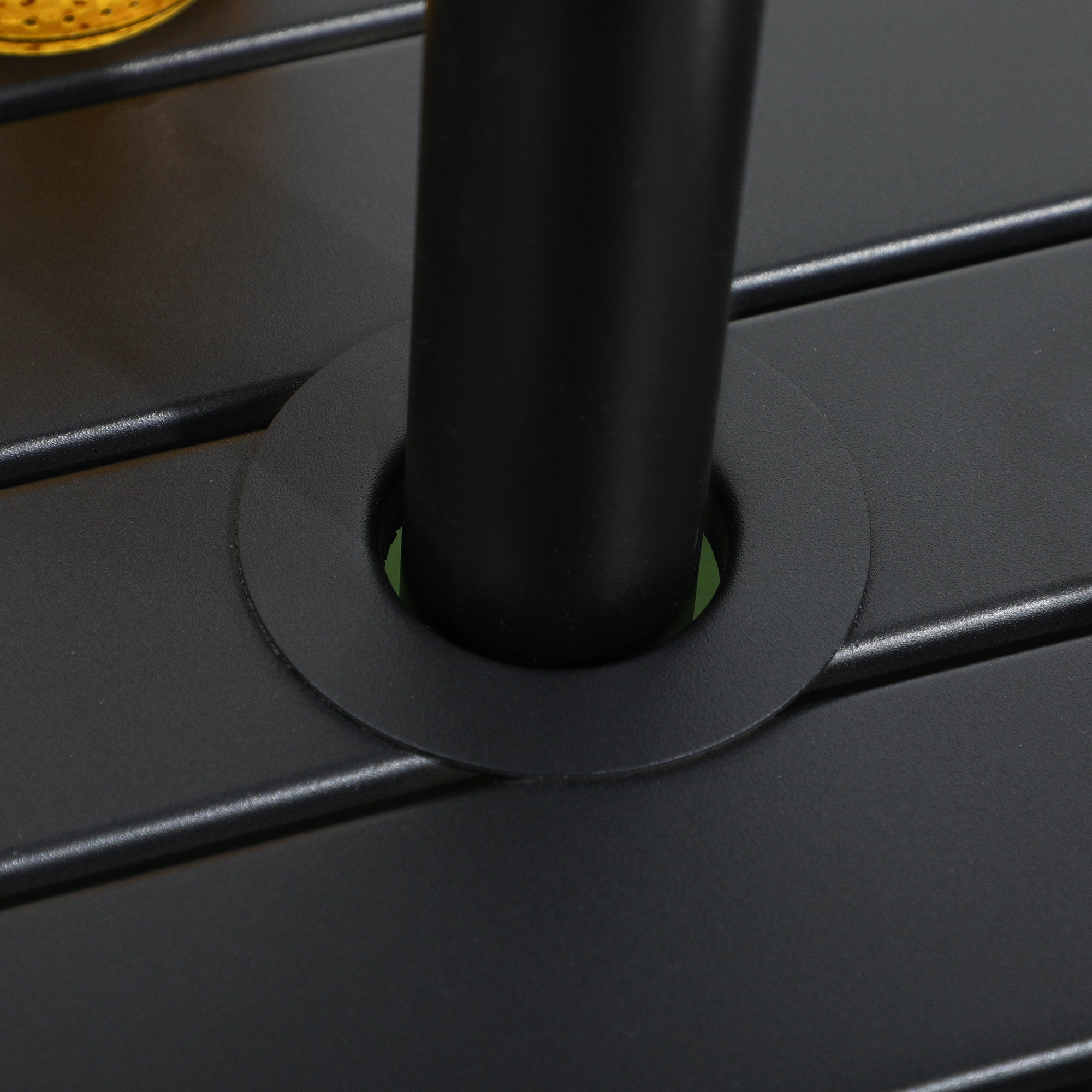 Outsunny Patio Side Table with Umbrella Hole Steel Frame Small Coffee Table Black 