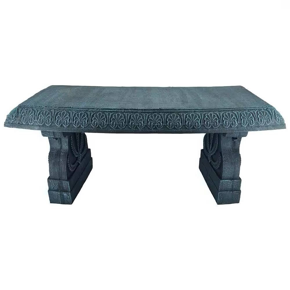 Black Fiber-Clay Resin Outdoor Garden Bench in Stone Finish - Free Shipping 