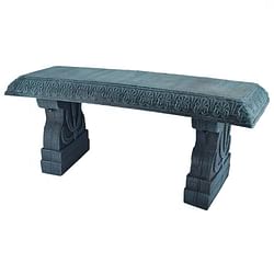 Black Fiber-Clay Resin Outdoor Garden Bench in Stone Finish - Free Shipping 