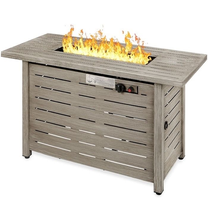 Outdoor Heating Grey Steel LP Gas Propane Fire Pit w/ Auto Ignition - Free Shipping