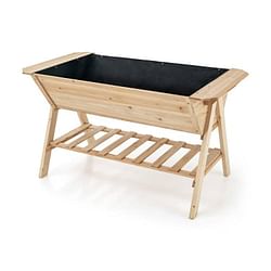 Farmhouse 2 Tier Large Outdoor Natural Wooden 5-ft Raised Garden Bed Planter Box - Free Shipping 
