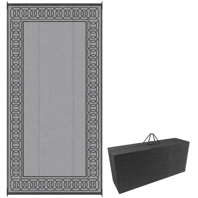 Outsunny 9' x 18' Portable Outdoor Rug Reversible Waterproof Mat with Carry Bag for RV Backyard Deck Black 