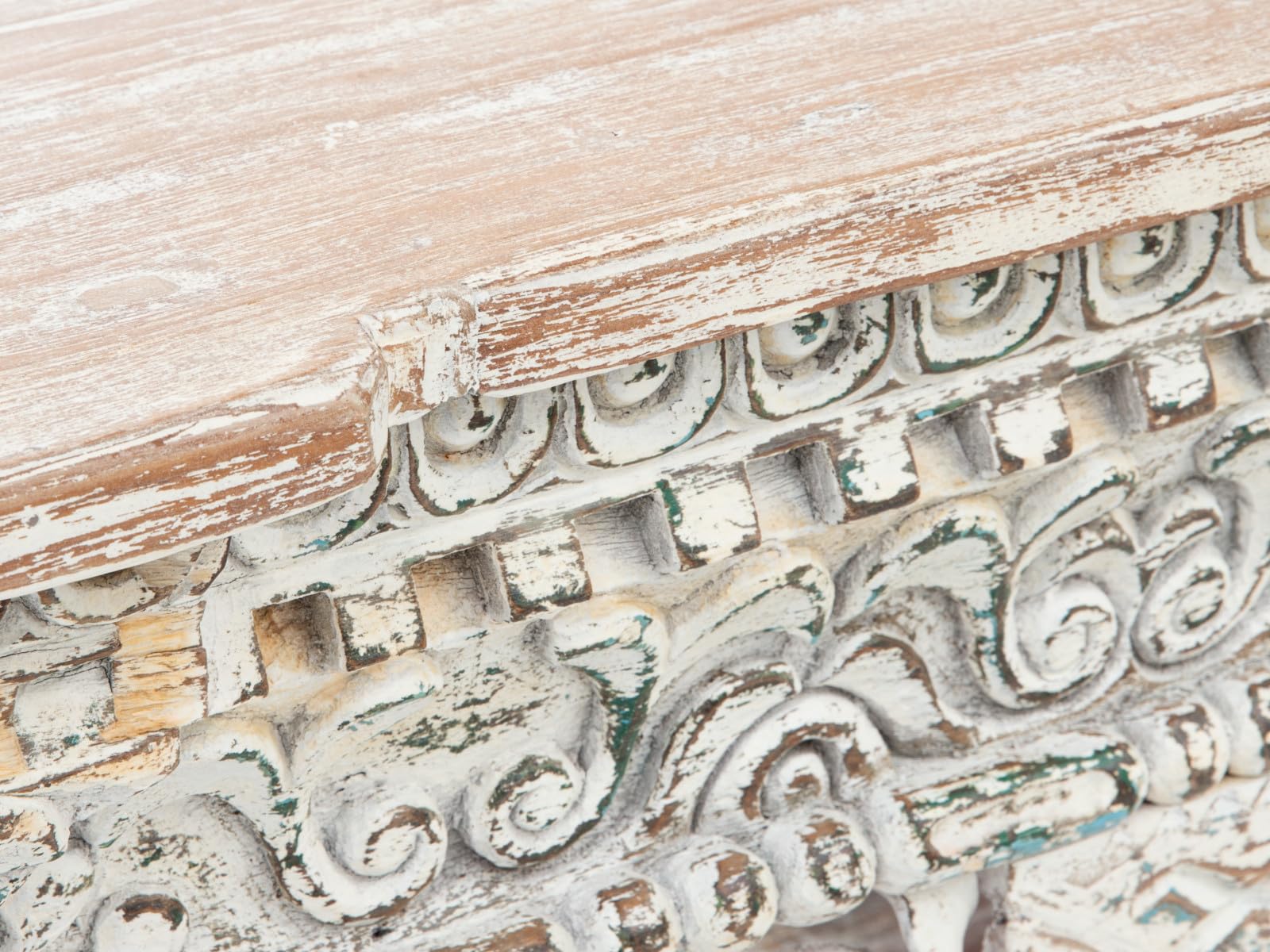 Jali Wooden Console, Wrought Iron Panel 