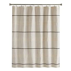 72-inch Polyester/Linen Fabric Shower Curtain in Beige with Black Stripes - Free Shipping 