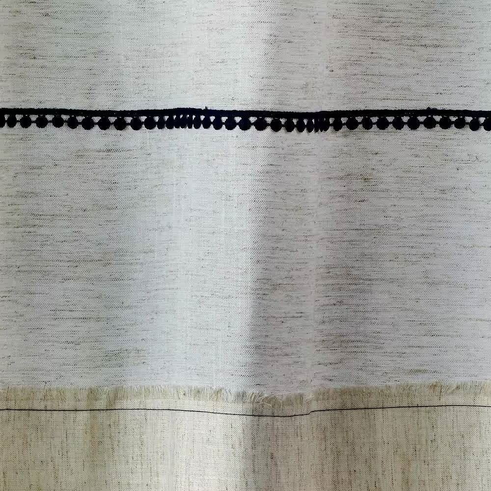 72-inch Polyester/Linen Fabric Shower Curtain in Beige with Black Stripes - Free Shipping 