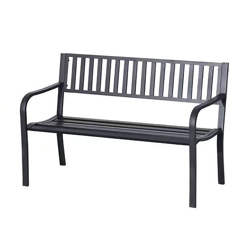 Outdoor Black Metal Garden Bench with 550 lb Max Weight Capacity - Free Shipping 