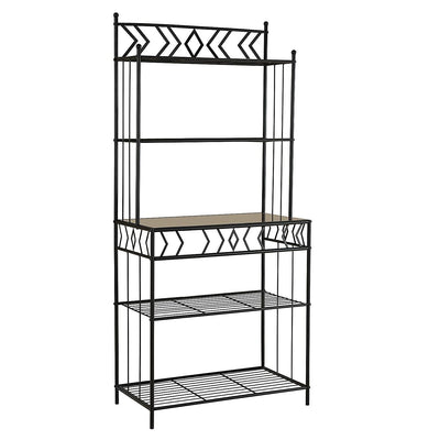 Kitchen Bakers Rack in Black Metal with Marble Finish Top - Free Shipping 