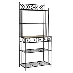 Kitchen Bakers Rack in Black Metal with Marble Finish Top - Free Shipping 