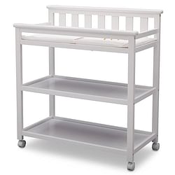 Modern White Baby's First 2 Shelf Changing Table with Wheels - Free Shipping