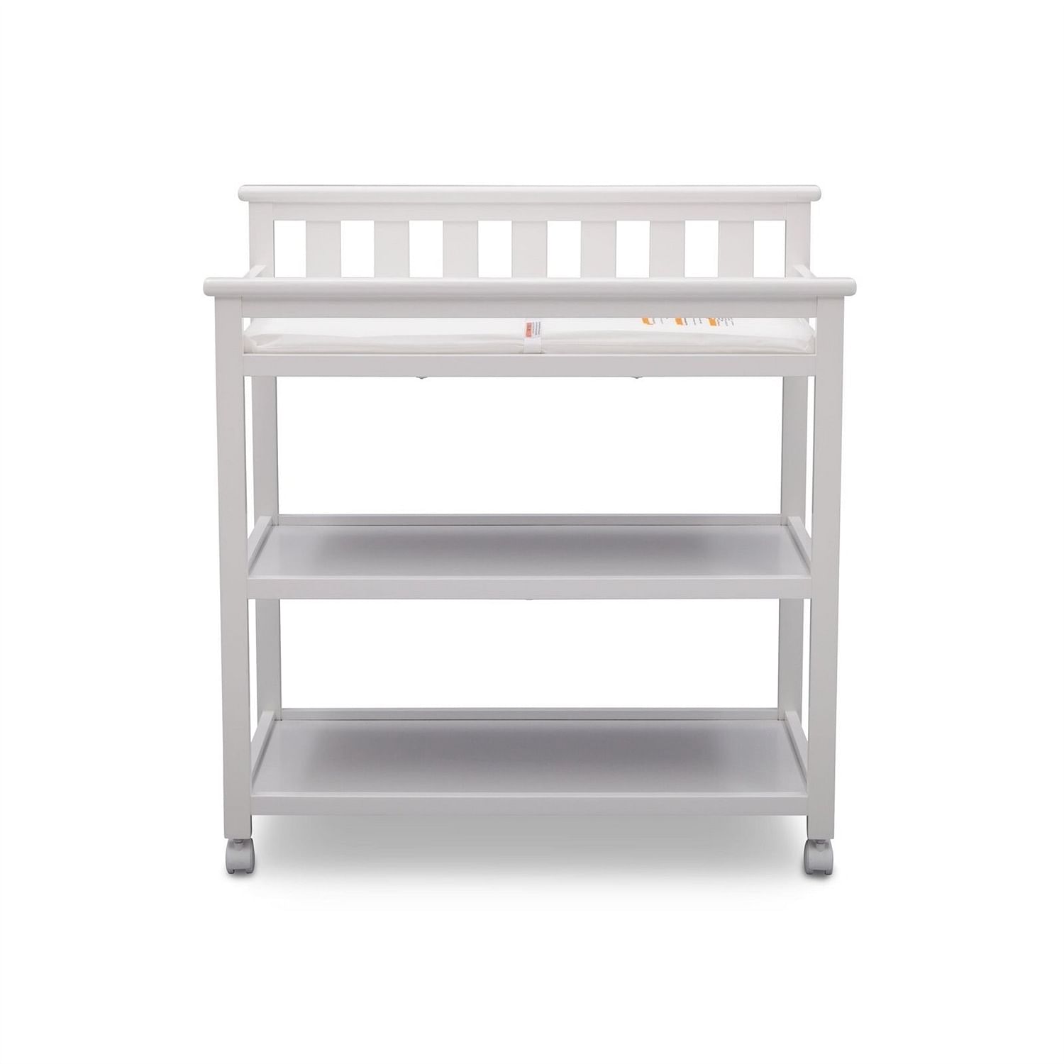 Modern White Baby's First 2 Shelf Changing Table with Wheels - Free Shipping