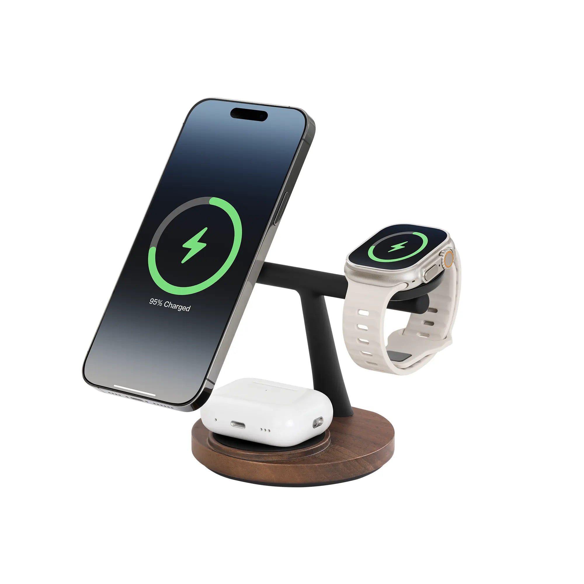 ZenStand 3-in-1 Wood MagSafe charger (with USA/CAN 30W GaN power adapter)