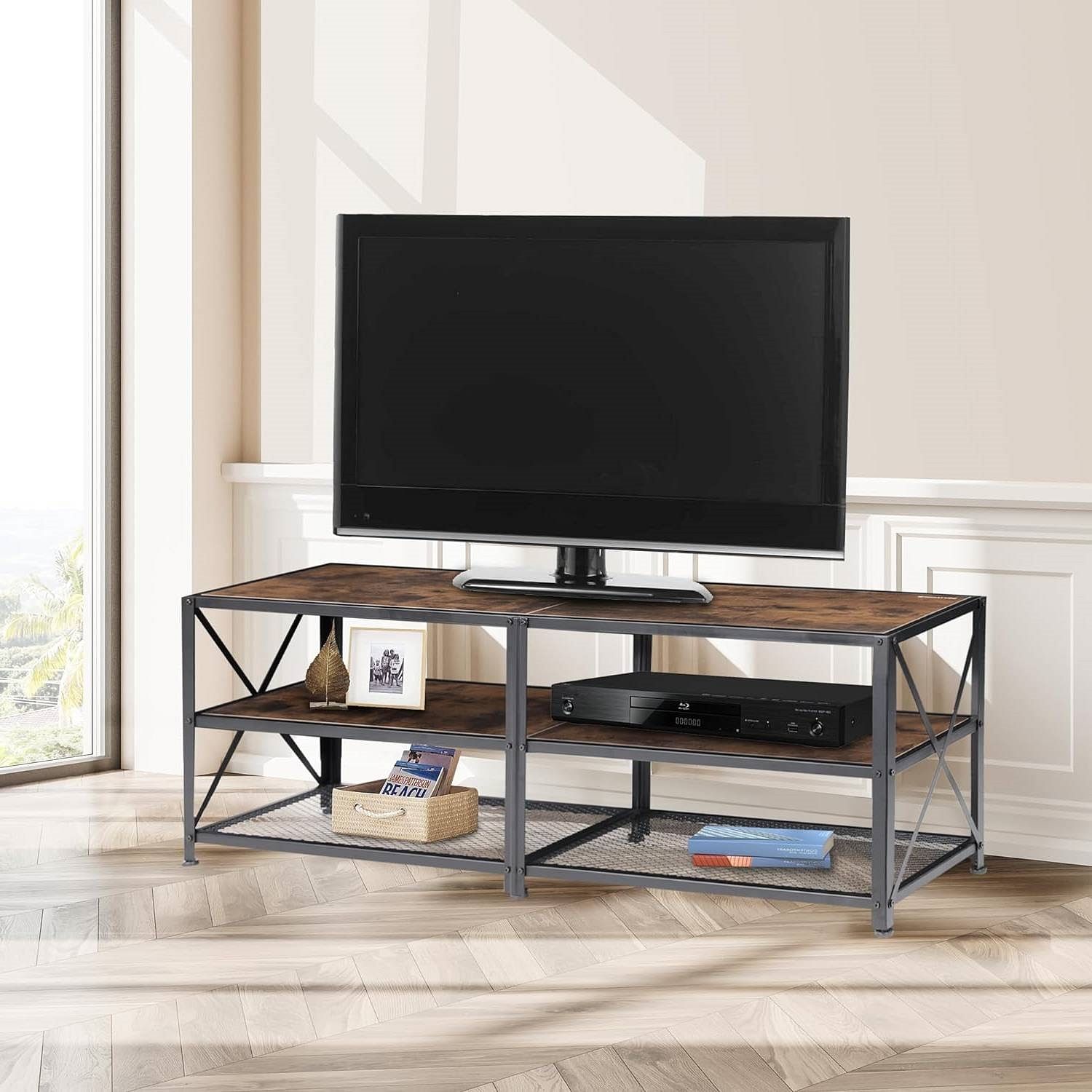 55-inch Industrial Style Metal Wood TV Stand for TV up to 65-inch - Free Shipping 