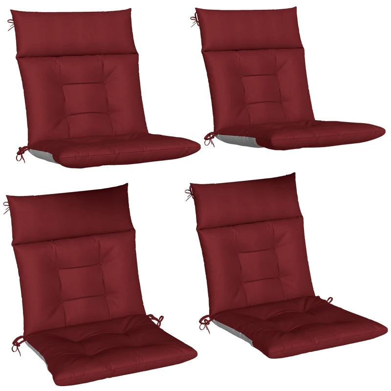 Patio Chair Cushions Set of 4, Waterproof Non-Slip Lounge Chair Cushions, 44"x21", Wine Red