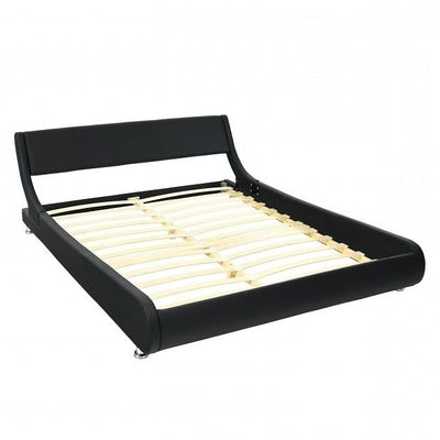 Full Size Modern Faux Leather Upholstered Platform Bed Frame Black - Free Shipping 