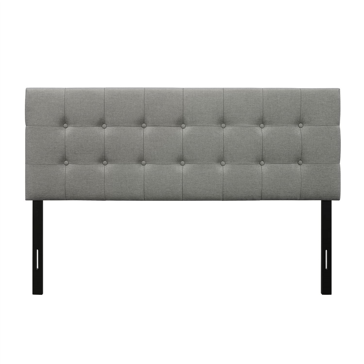 Full size Contemporary Button-Tufted Headboard in Grey Upholstered Fabric - Free Shipping