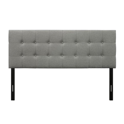 Full size Contemporary Button-Tufted Headboard in Grey Upholstered Fabric - Free Shipping 