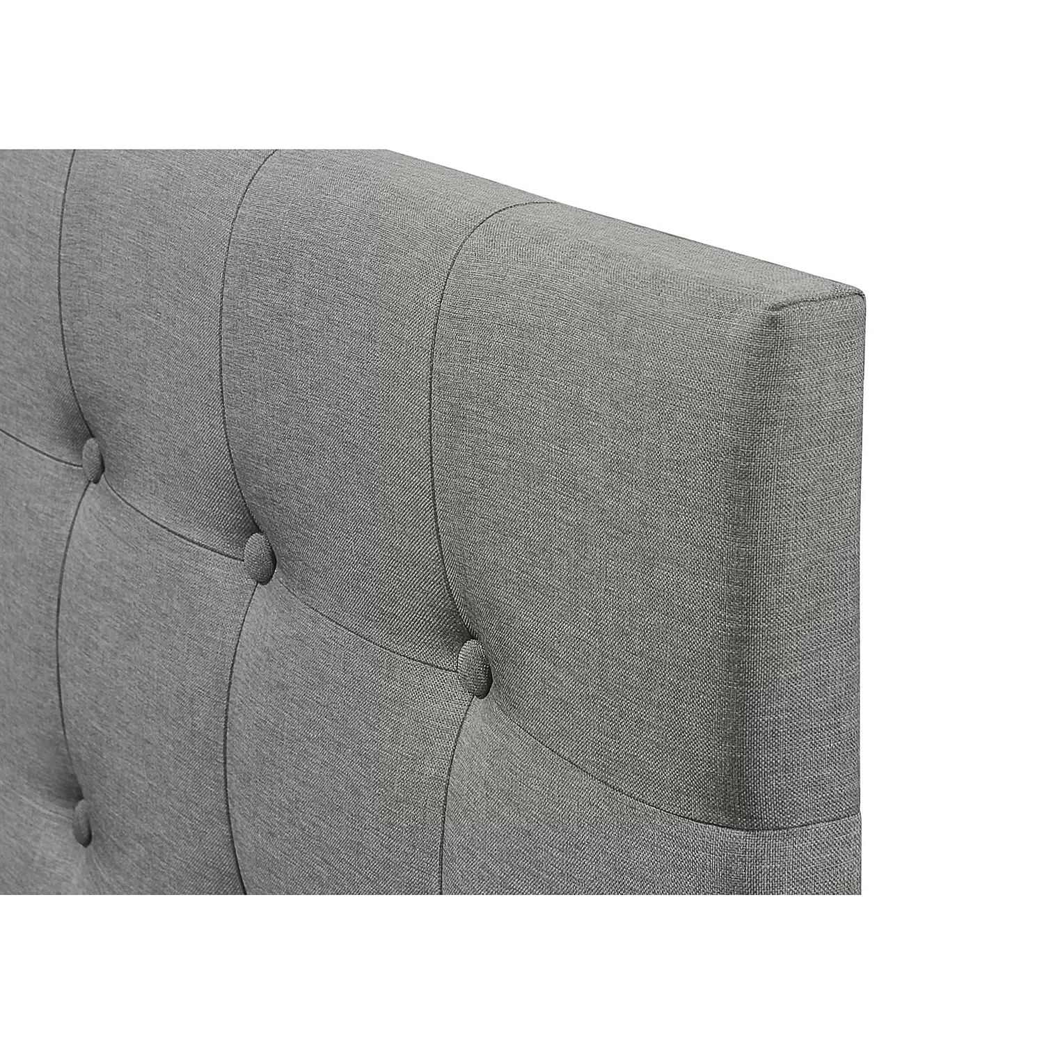 Full size Contemporary Button-Tufted Headboard in Grey Upholstered Fabric - Free Shipping