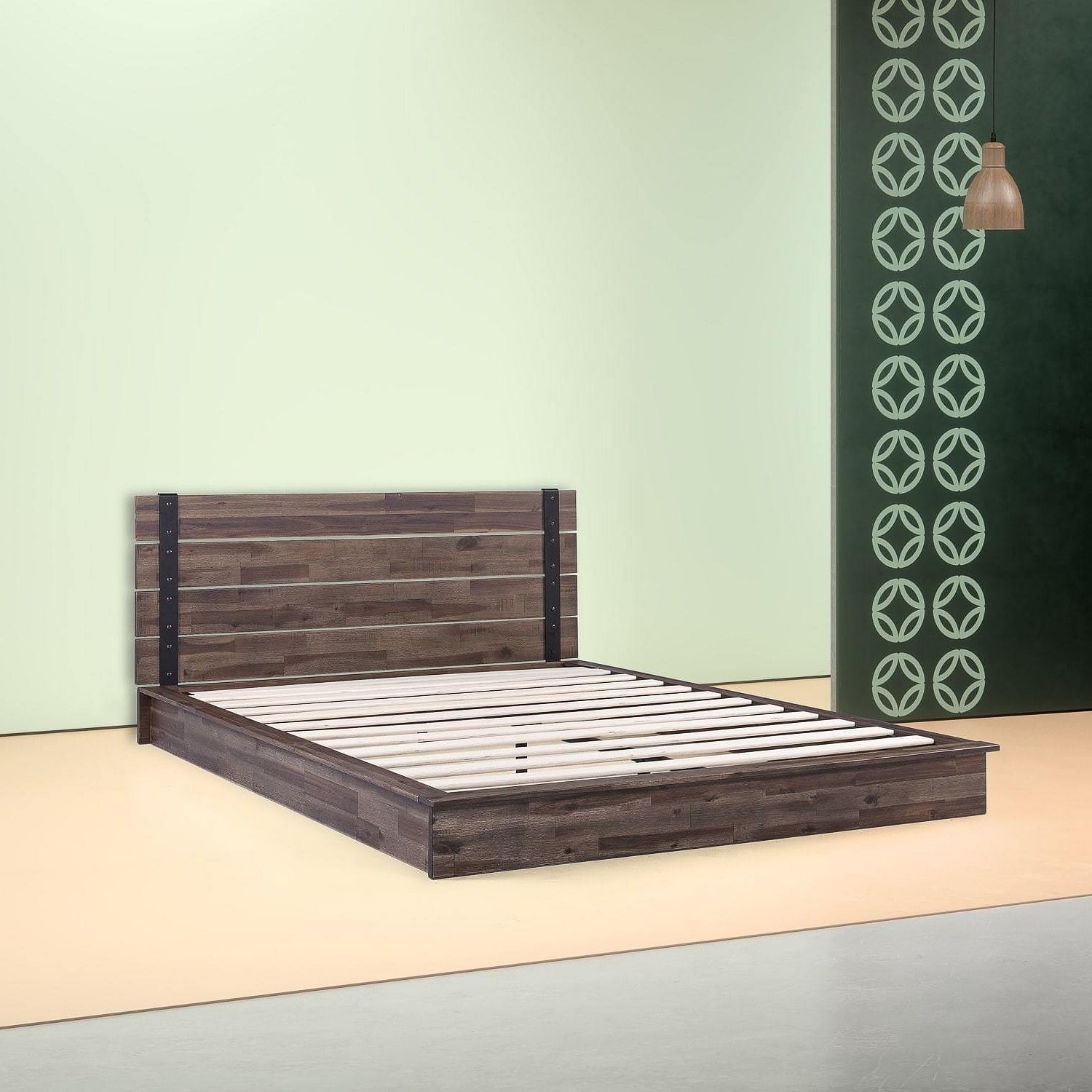 Full size Farmhouse Wood Industrial Low Profile Platform Bed Frame - Free Shipping