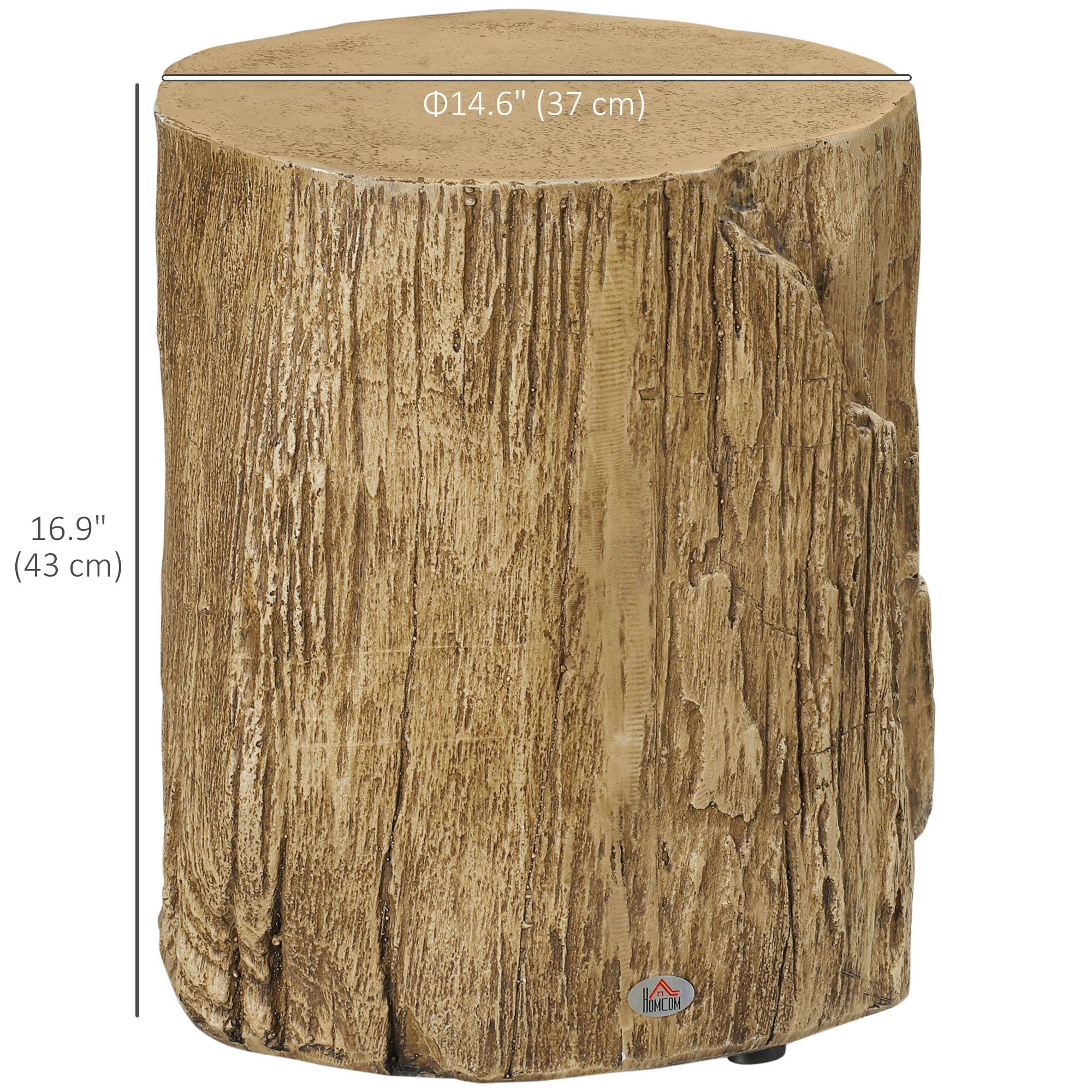 HOMCOM Natural Tree Stump Table: Decorative Round Wood Grain End Table for Indoor and Outdoor, Natural Finish 