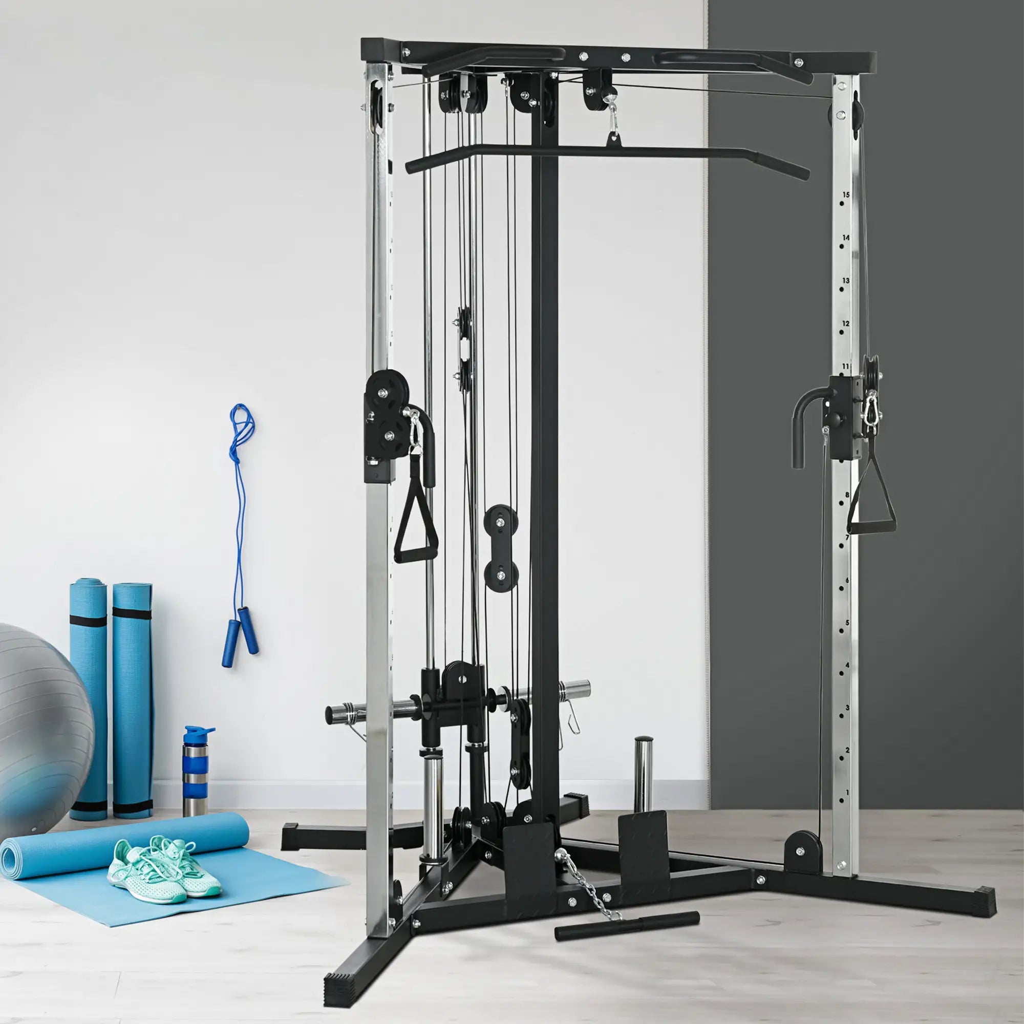 Soozier Multifunctional Home Gym Machine with Pull Up Bar, 15-Position Adjustable Strength Training Workout Station 