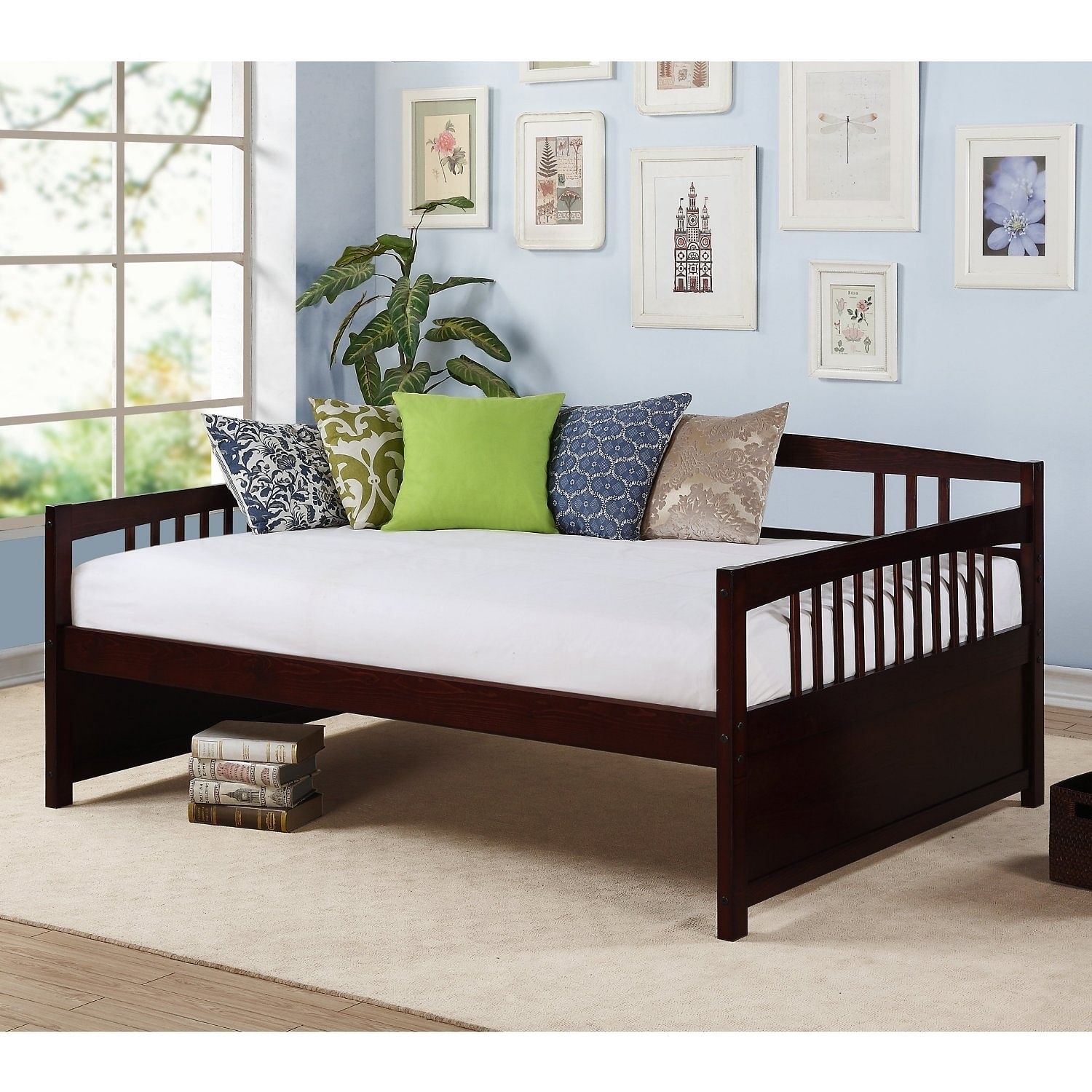 Full size Contemporary Daybed in Espresso Wood Finish - Free Shipping