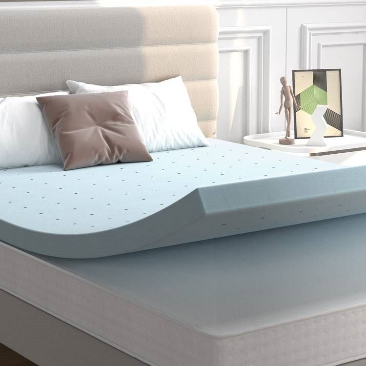 Full size 4-inch Thick Soft Gel Memory Foam Mattress Topper in Light Blue - Free Shipping 