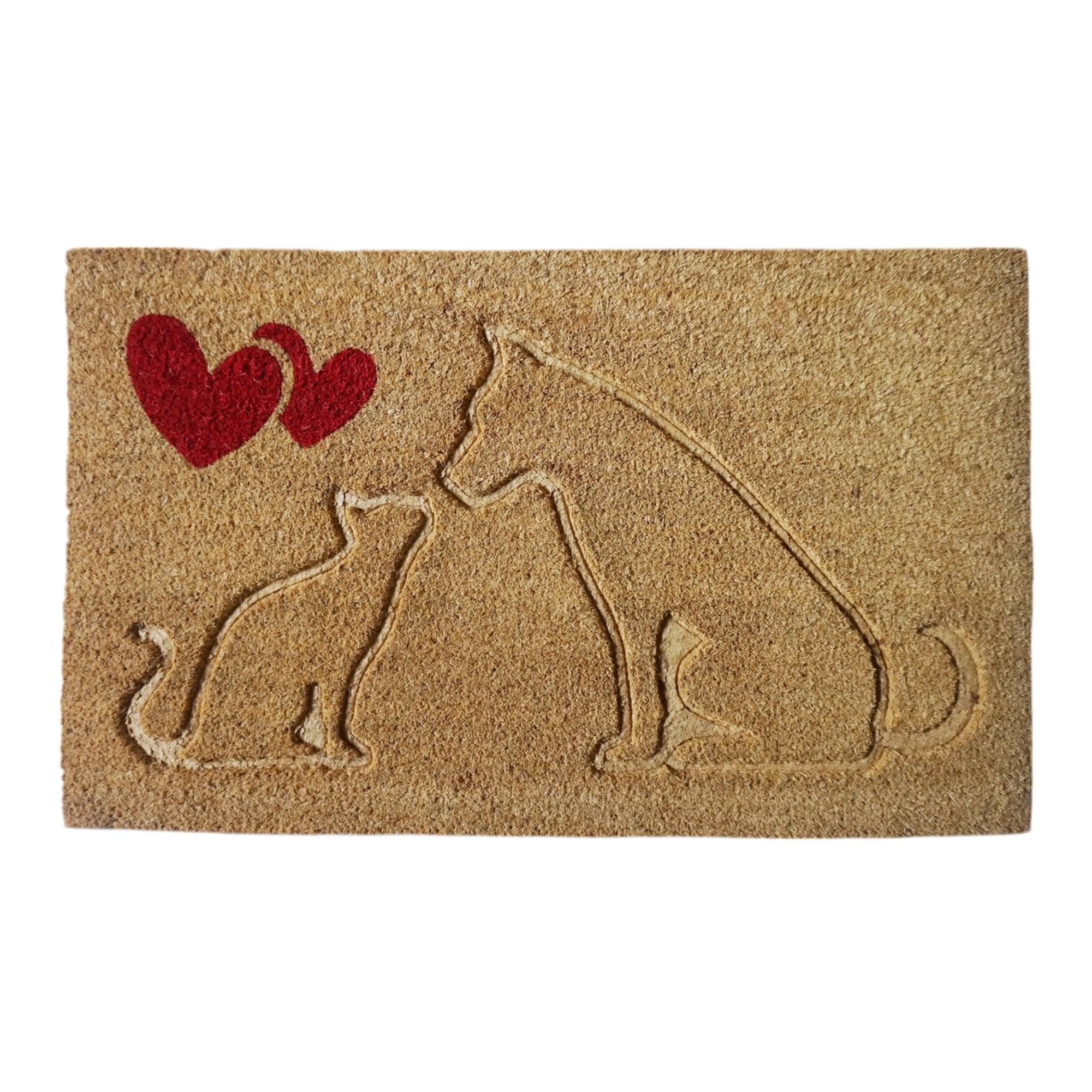 Cat & Dog Lover Coir Doormat, Natural 