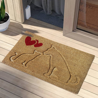 Cat & Dog Lover Coir Doormat, Natural 