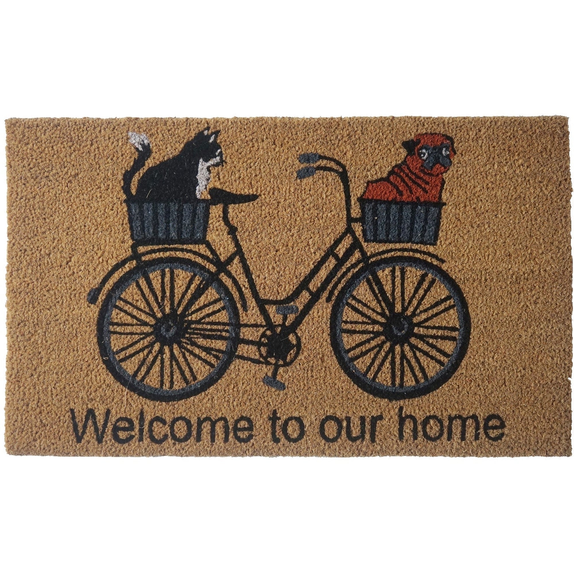 Bicycle Doormat, "Welcome to our home", 18x30in 