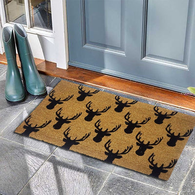 Stag Head Coir Doormat, PVC Tufted 