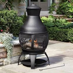 45-inch Black Cast Iron and Steel Outdoor Fire Pit Chimenea - Free Shipping 