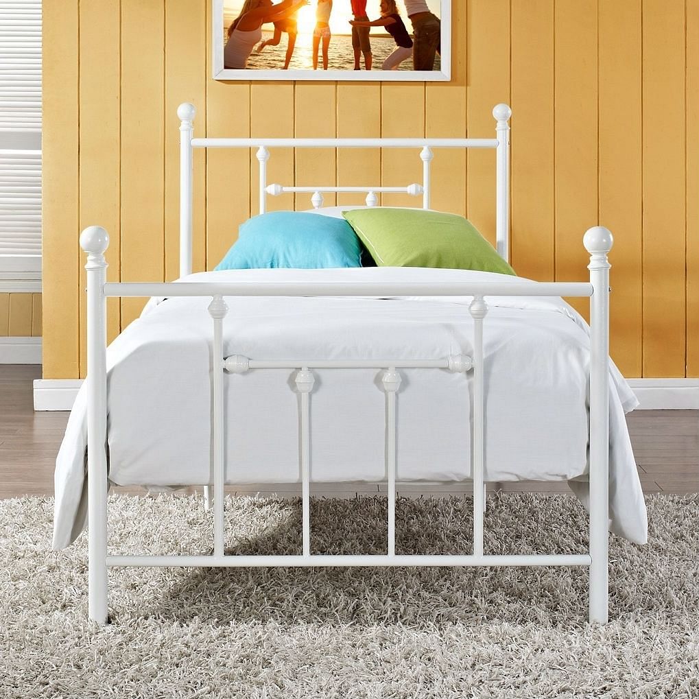 Full size White Metal Platform Bed with Headboard and Footboard - Free Shipping