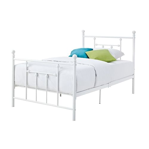 Full size White Metal Platform Bed with Headboard and Footboard - Free Shipping