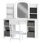 Qaba Kids Vanity Table and Chair Set, Toddler Dressing Table and Chair Set with Lighted Mirror and Storage Space for Little Girls, White